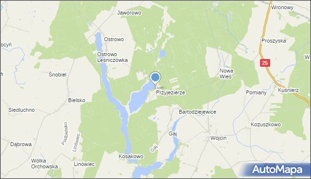 mapa Przyjezierze, Przyjezierze gmina Jeziora Wielkie na mapie Targeo
